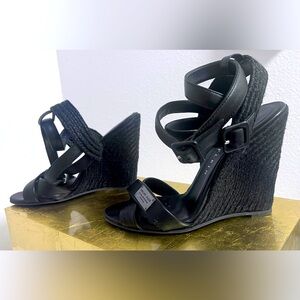 Philipp Plein leather wedge sandals